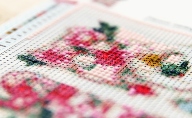 broderie colorata pe material natural